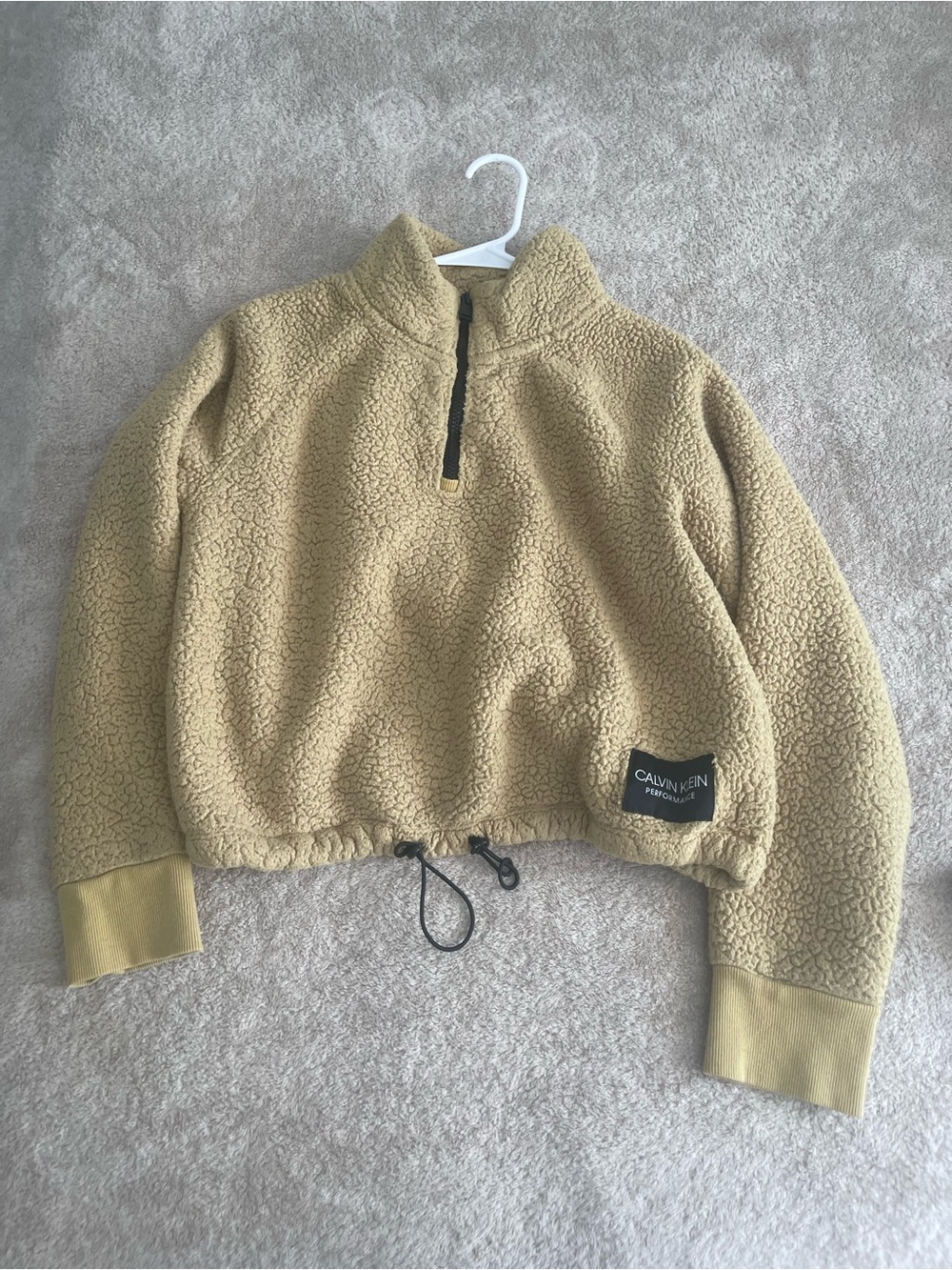 Calvin Klein Tan Sherpa Quarter-Zip Pullover